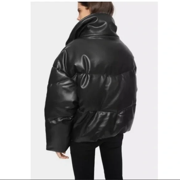 Rebecca Minkoff Black Faux Leather Puffer Oversized Jacket - Picture 3 of 10